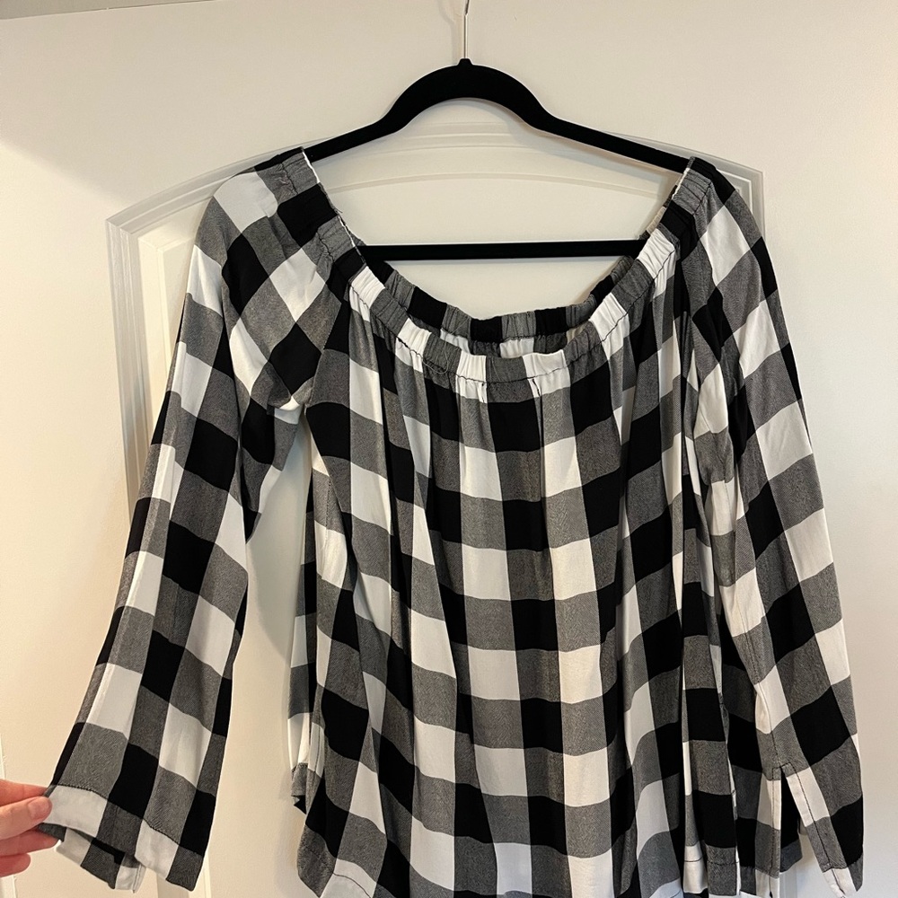 Black and White Checkered Women's Top